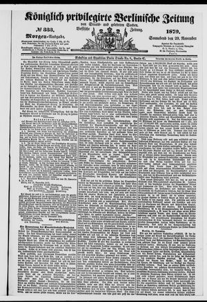 Königlich privilegirte Berlinische Zeitung von Staats- und gelehrten Sachen vom 29.11.1879