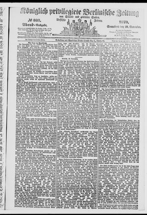 Königlich privilegirte Berlinische Zeitung von Staats- und gelehrten Sachen vom 29.11.1879
