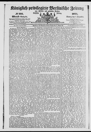Königlich privilegirte Berlinische Zeitung von Staats- und gelehrten Sachen vom 01.12.1879