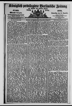 Königlich privilegirte Berlinische Zeitung von Staats- und gelehrten Sachen vom 18.12.1879