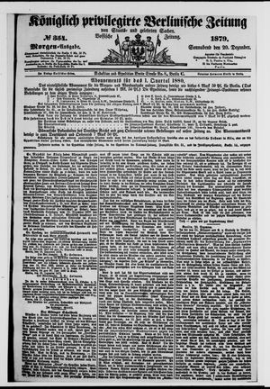 Königlich privilegirte Berlinische Zeitung von Staats- und gelehrten Sachen vom 20.12.1879