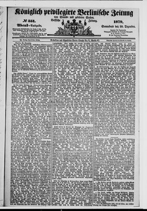 Königlich privilegirte Berlinische Zeitung von Staats- und gelehrten Sachen vom 20.12.1879