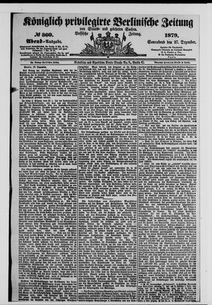 Königlich privilegirte Berlinische Zeitung von Staats- und gelehrten Sachen vom 27.12.1879