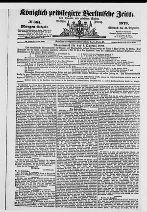 Königlich privilegirte Berlinische Zeitung von Staats- und gelehrten Sachen vom 31.12.1879