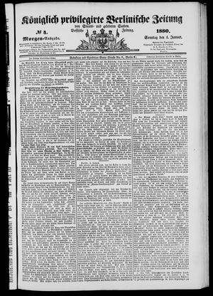Königlich privilegirte Berlinische Zeitung von Staats- und gelehrten Sachen on Jan 4, 1880