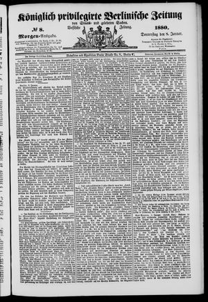 Königlich privilegirte Berlinische Zeitung von Staats- und gelehrten Sachen on Jan 8, 1880