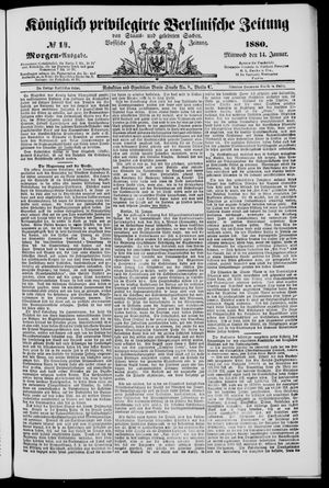 Königlich privilegirte Berlinische Zeitung von Staats- und gelehrten Sachen vom 14.01.1880