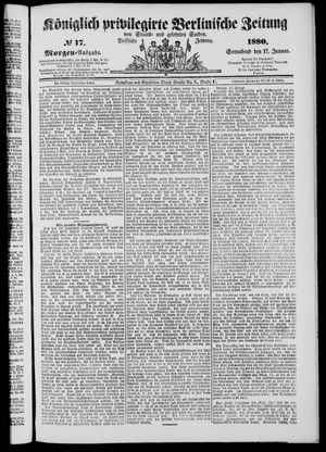 Königlich privilegirte Berlinische Zeitung von Staats- und gelehrten Sachen vom 17.01.1880