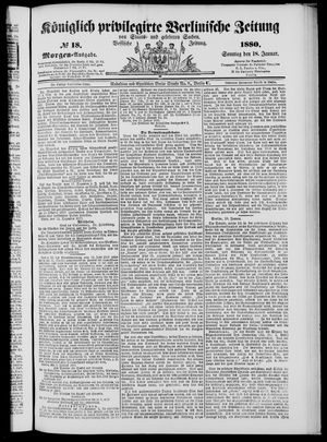 Königlich privilegirte Berlinische Zeitung von Staats- und gelehrten Sachen vom 18.01.1880