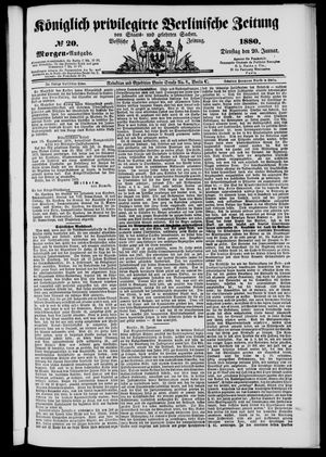 Königlich privilegirte Berlinische Zeitung von Staats- und gelehrten Sachen on Jan 20, 1880