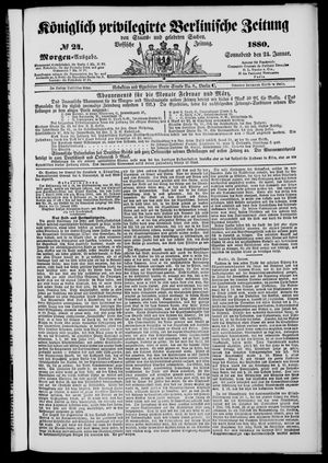 Königlich privilegirte Berlinische Zeitung von Staats- und gelehrten Sachen vom 24.01.1880