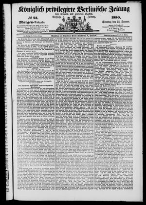 Königlich privilegirte Berlinische Zeitung von Staats- und gelehrten Sachen vom 25.01.1880