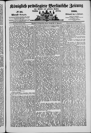 Königlich privilegirte Berlinische Zeitung von Staats- und gelehrten Sachen vom 04.02.1880