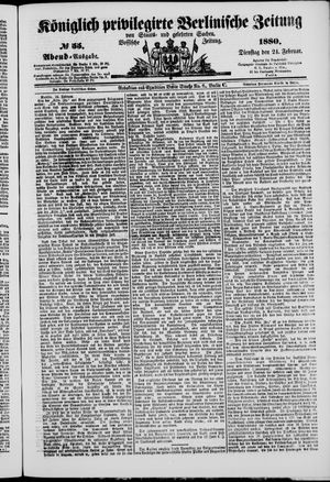 Königlich privilegirte Berlinische Zeitung von Staats- und gelehrten Sachen vom 24.02.1880