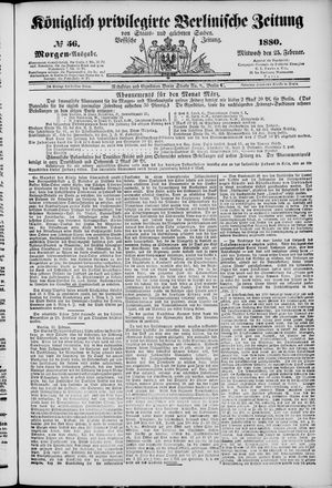Königlich privilegirte Berlinische Zeitung von Staats- und gelehrten Sachen vom 25.02.1880