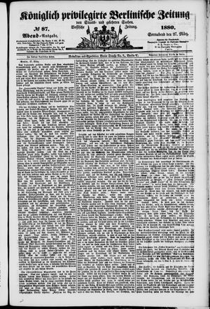 Königlich privilegirte Berlinische Zeitung von Staats- und gelehrten Sachen on Mar 27, 1880