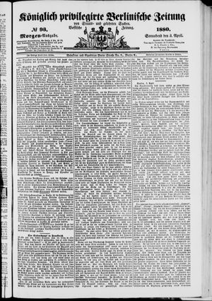 Königlich privilegirte Berlinische Zeitung von Staats- und gelehrten Sachen on Apr 3, 1880