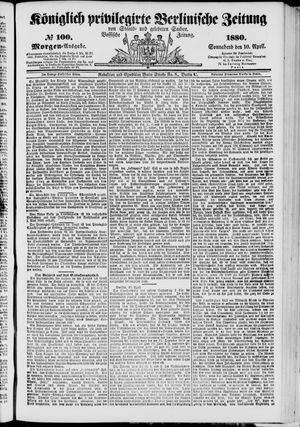 Königlich privilegirte Berlinische Zeitung von Staats- und gelehrten Sachen vom 10.04.1880