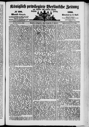 Königlich privilegirte Berlinische Zeitung von Staats- und gelehrten Sachen vom 10.04.1880