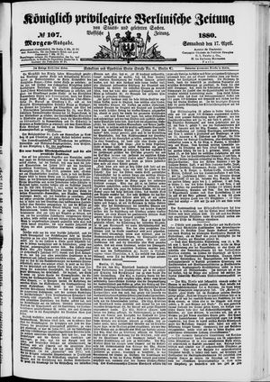 Königlich privilegirte Berlinische Zeitung von Staats- und gelehrten Sachen vom 17.04.1880