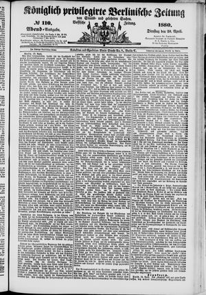 Königlich privilegirte Berlinische Zeitung von Staats- und gelehrten Sachen on Apr 20, 1880