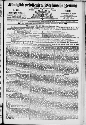 Königlich privilegirte Berlinische Zeitung von Staats- und gelehrten Sachen vom 21.04.1880