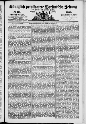 Königlich privilegirte Berlinische Zeitung von Staats- und gelehrten Sachen vom 24.04.1880