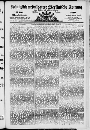 Königlich privilegirte Berlinische Zeitung von Staats- und gelehrten Sachen on Apr 26, 1880