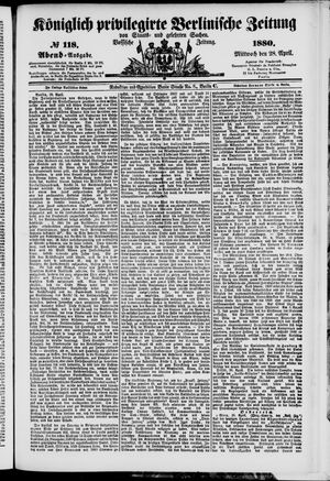 Königlich privilegirte Berlinische Zeitung von Staats- und gelehrten Sachen on Apr 28, 1880