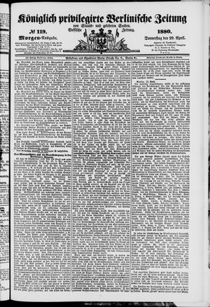 Königlich privilegirte Berlinische Zeitung von Staats- und gelehrten Sachen on Apr 29, 1880