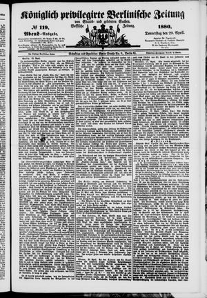 Königlich privilegirte Berlinische Zeitung von Staats- und gelehrten Sachen on Apr 29, 1880