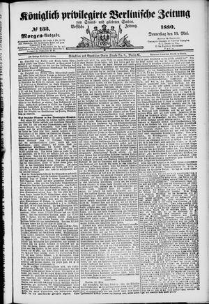 Königlich privilegirte Berlinische Zeitung von Staats- und gelehrten Sachen vom 13.05.1880