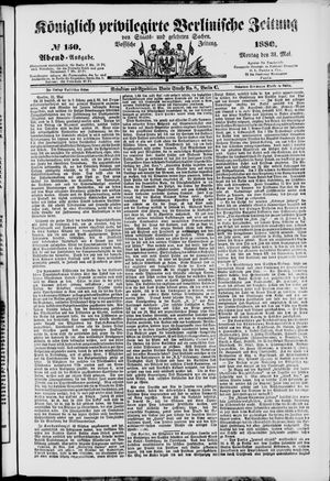 Königlich privilegirte Berlinische Zeitung von Staats- und gelehrten Sachen vom 31.05.1880