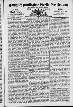 Königlich privilegirte Berlinische Zeitung von Staats- und gelehrten Sachen vom 03.06.1880