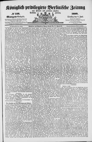Königlich privilegirte Berlinische Zeitung von Staats- und gelehrten Sachen vom 08.06.1880