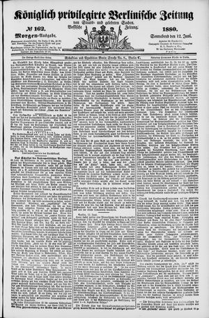 Königlich privilegirte Berlinische Zeitung von Staats- und gelehrten Sachen vom 12.06.1880