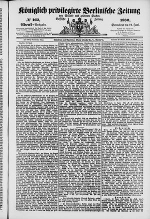 Königlich privilegirte Berlinische Zeitung von Staats- und gelehrten Sachen vom 12.06.1880