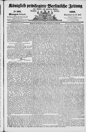 Königlich privilegirte Berlinische Zeitung von Staats- und gelehrten Sachen on Jun 19, 1880