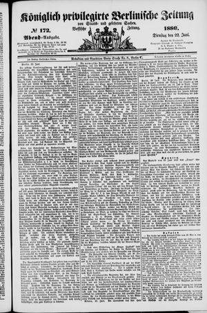 Königlich privilegirte Berlinische Zeitung von Staats- und gelehrten Sachen vom 22.06.1880