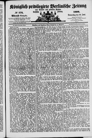 Königlich privilegirte Berlinische Zeitung von Staats- und gelehrten Sachen vom 24.06.1880