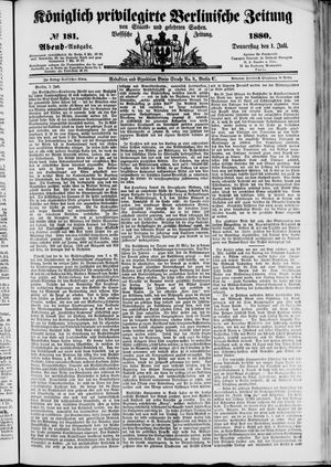 Königlich privilegirte Berlinische Zeitung von Staats- und gelehrten Sachen on Jul 1, 1880