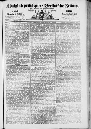 Königlich privilegirte Berlinische Zeitung von Staats- und gelehrten Sachen vom 08.07.1880