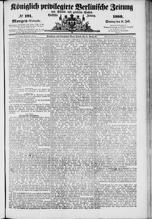 Königlich privilegirte Berlinische Zeitung von Staats- und gelehrten Sachen vom 11.07.1880
