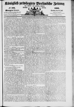 Königlich privilegirte Berlinische Zeitung von Staats- und gelehrten Sachen on Jul 13, 1880