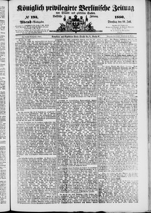 Königlich privilegirte Berlinische Zeitung von Staats- und gelehrten Sachen vom 13.07.1880