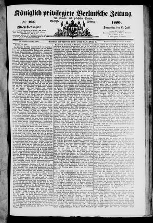 Königlich privilegirte Berlinische Zeitung von Staats- und gelehrten Sachen vom 15.07.1880