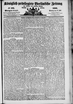 Königlich privilegirte Berlinische Zeitung von Staats- und gelehrten Sachen vom 18.07.1880