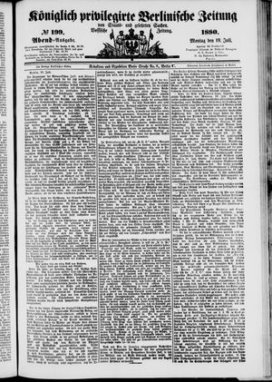 Königlich privilegirte Berlinische Zeitung von Staats- und gelehrten Sachen vom 19.07.1880