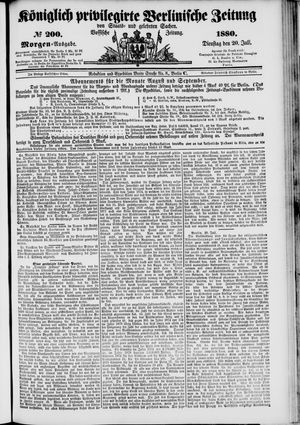 Königlich privilegirte Berlinische Zeitung von Staats- und gelehrten Sachen on Jul 20, 1880