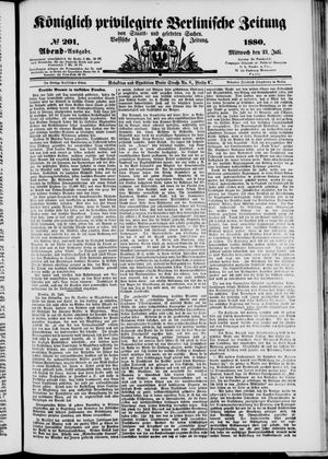 Königlich privilegirte Berlinische Zeitung von Staats- und gelehrten Sachen on Jul 21, 1880